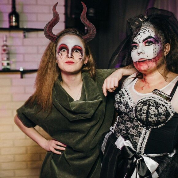 Gothic Red Demon Horns Headband Plastic Halloween Cosplay Accessories - Picture 5 of 7